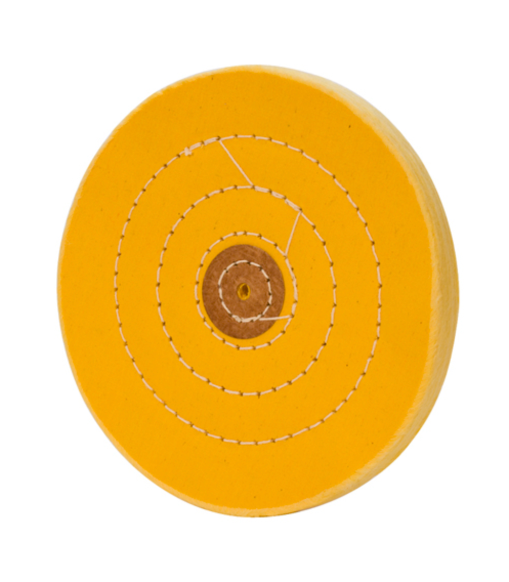 Mousseline jaune Buff – Cousue, Centre en cuir (6" x 60 plis)